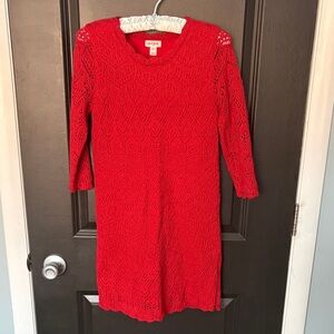 Cat & Jack red crochet lined dress size large 10/12